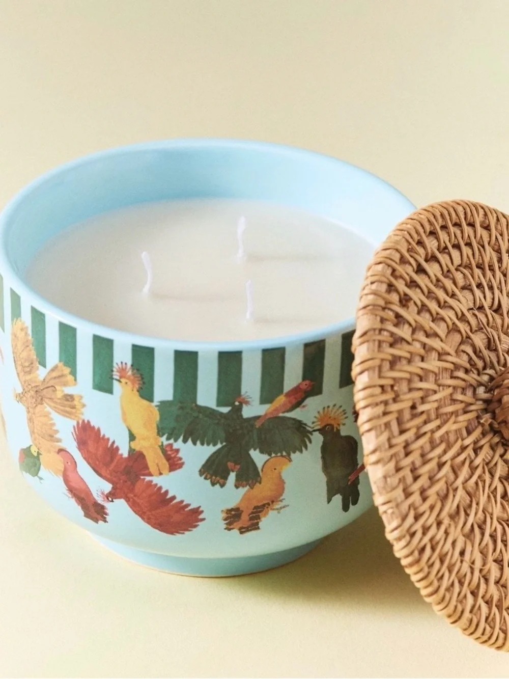 Anthropologie x FARM RIO Ocean Waves & Bergamot Ceramic Candle with Woven Lid